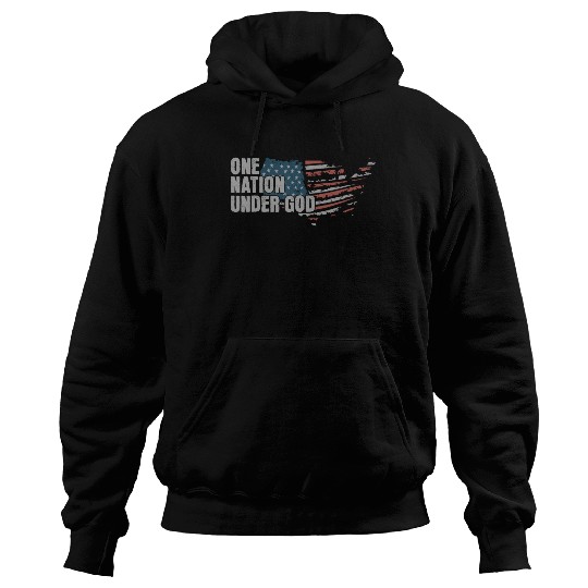 4th Of July One Nation Under God US Flag Faith Hoodies