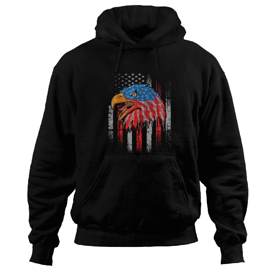 Retro US Flag Funny 4th July Bald Eagle Patriotic Hoodies