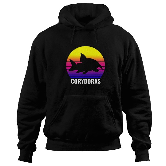 Corydoras Catfish Lovers Vintage Sunset Art Design Hoodies