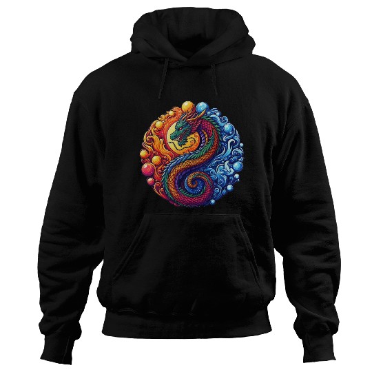 Vibrant Yin Yang Dragon Hoodies