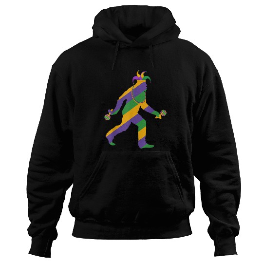 mardi gras bigfoot sasquatch men Hoodies