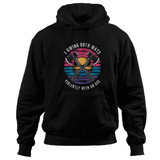 Bisexual I Swing Both Ways Axe Funny Bi Pride Flag Hoodies