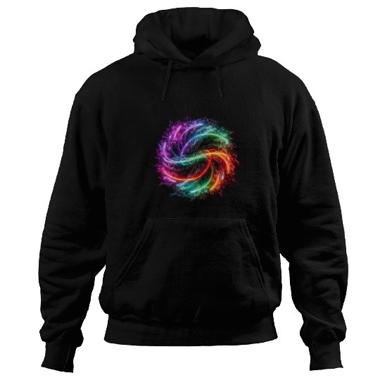 Neon color ai particles Hoodies