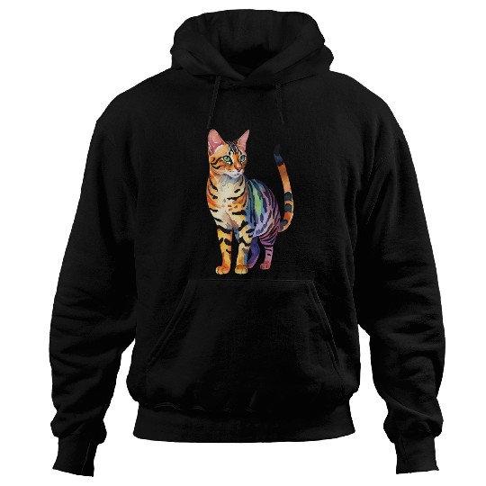 Leopard Cat Watercolor Hoodies