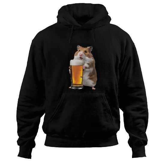 Hamster Drinking Beer Realistic Hoodies