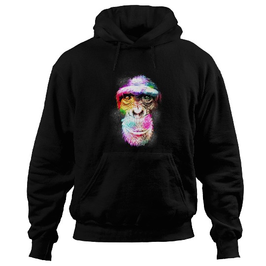 Colorful Retro Realistic Monkey Face Funny Graphic Hoodies