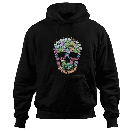 Bubble Tea Skull Hoodies Men Boba Tea