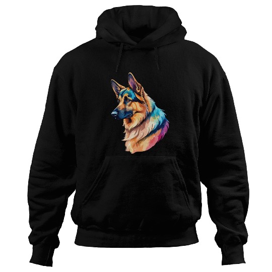 German Shepherd Watercolor Hoodies