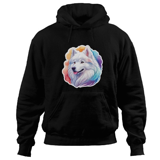 Samoyed Dog Watercolor Hoodies