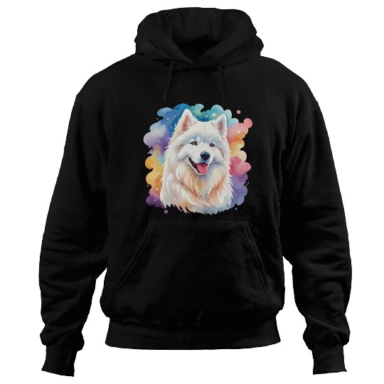 Samoyed Dog Watercolor Hoodies