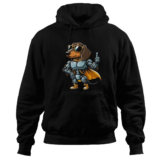 Dachshund robot cyborg sci-fi dog mech design Hoodies
