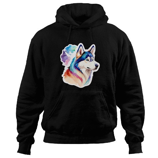 Siberian Husky Watercolor Hoodies