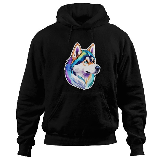 Siberian Husky Watercolor Hoodies