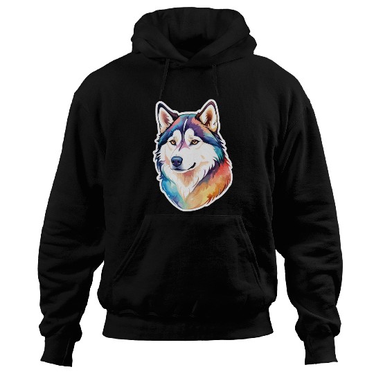 Siberian Husky Watercolor Hoodies