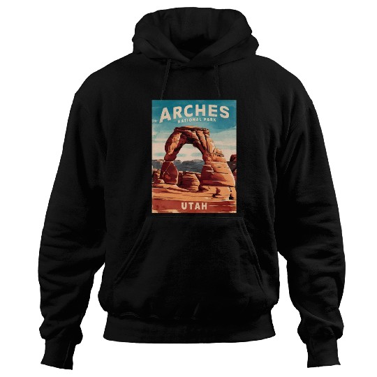 Vintage Travel Arches National Park Utah Landscape Hoodies
