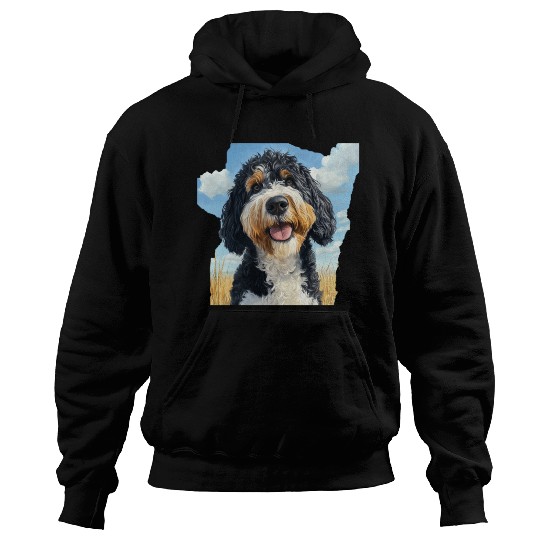 Bernedoodle Field Nature Bernedoodle Watercolor Hoodies