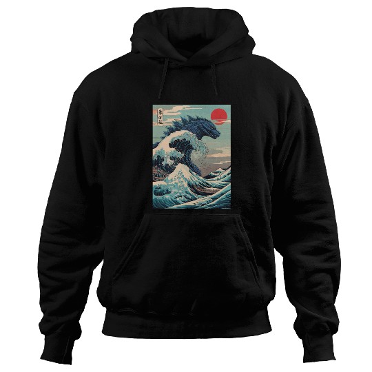 Kaiju Monster Japanese Great Wave Anime Graphic Hoodies