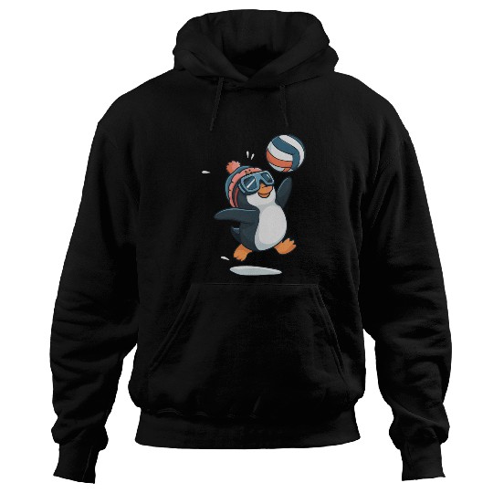 Penguin Playing Volleyball With Goggles And Hat Hoodies
