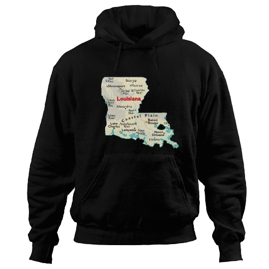 Louisiana map image of state. Hoodies