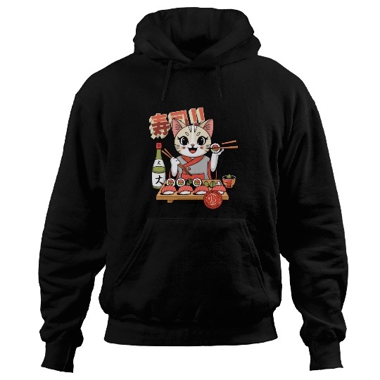 Sushi Chef Cat Adorable Culinary Cat Design Hoodies