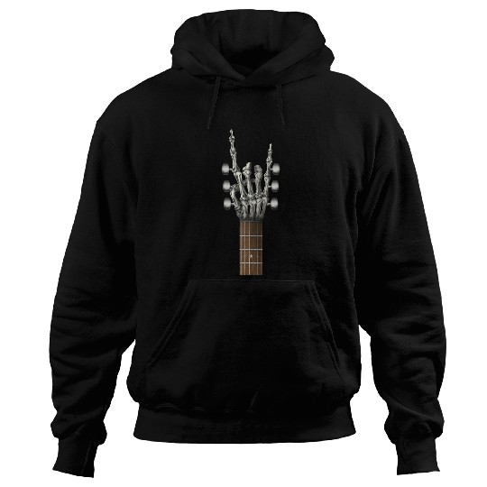 Rock On Guitar Neck Skeleton Hand Sign Rock & Roll Hoodies