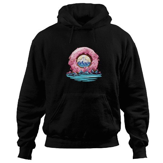 Japan Sakura Blossom Mount Fuji Donut Hoodies