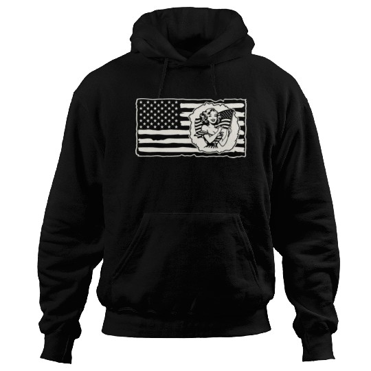 Retro Flag Girl © LIKE US ON FACEBOOK # Hoodies