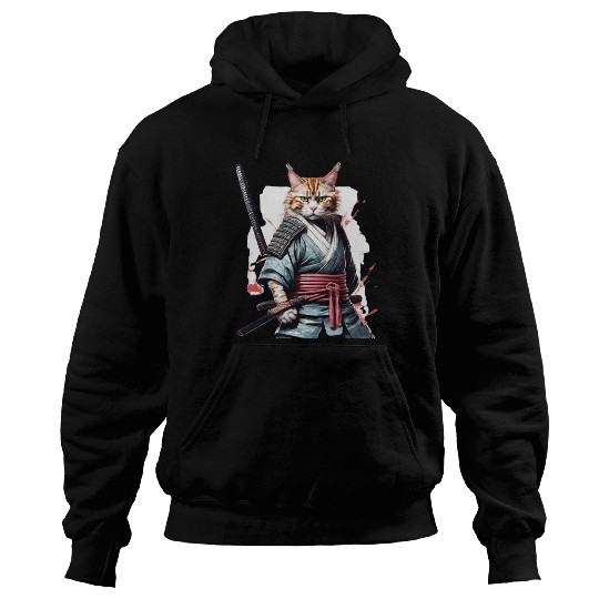 Fearless Samurai Cat Hoodies