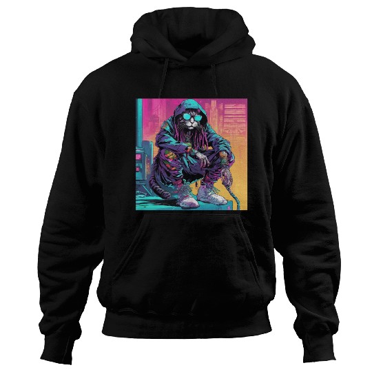 Cyberpunk Rastafari Cat Hoodies