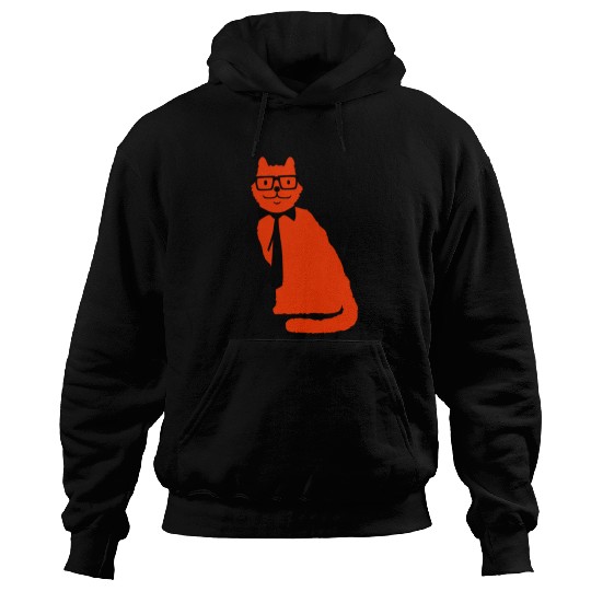 Nerd Cat Horn-rimmed Glasses Geek Smart Kitten Fun Hoodies