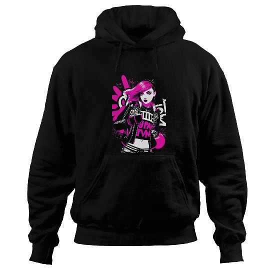 Urban Punk Street Art with Neon Pink Accents Hoodies