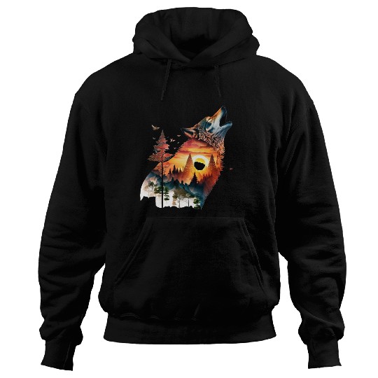 Vintage Wolf Moon Graphic Hoodies – Retro 90s