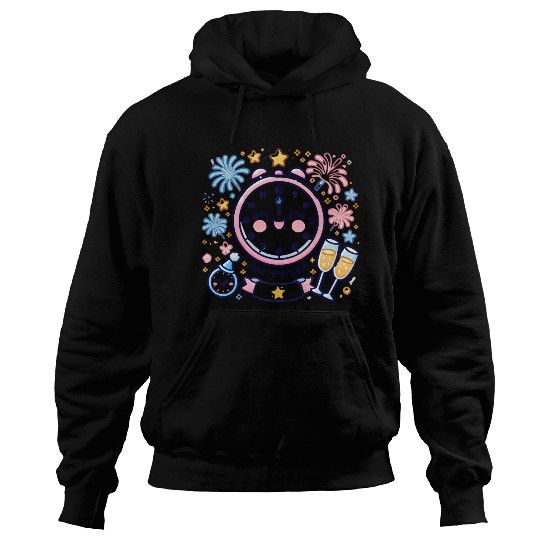 Celebrate New Year's Eve, Fun Clock and Fireworks Hoodies