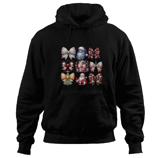 Coquette Bow Santa Christmas Tree Cake Candy Hoodies