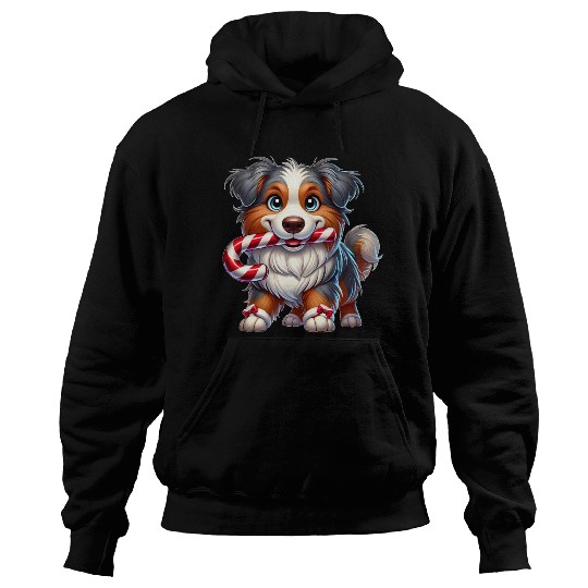 Cute Christmas Dog Australian Shepherd Hoodies