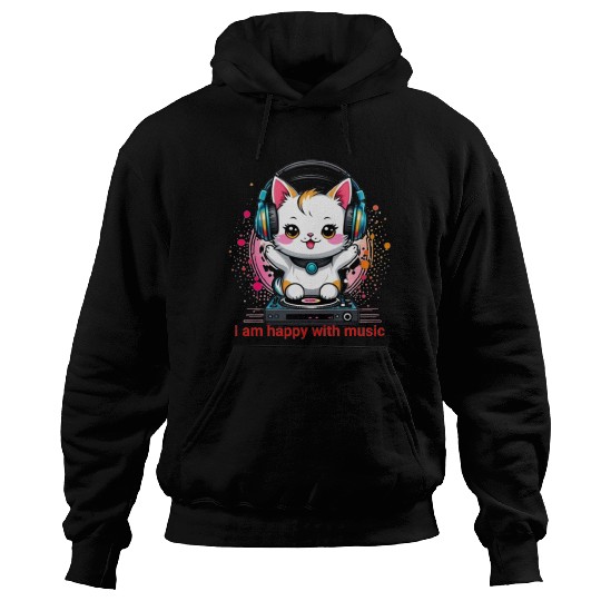 My happy cat musician Hoodies