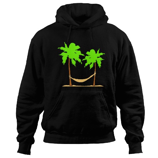 Hammock Sleeping Under 2 Palm Trees Relaxing Cool Hoodies