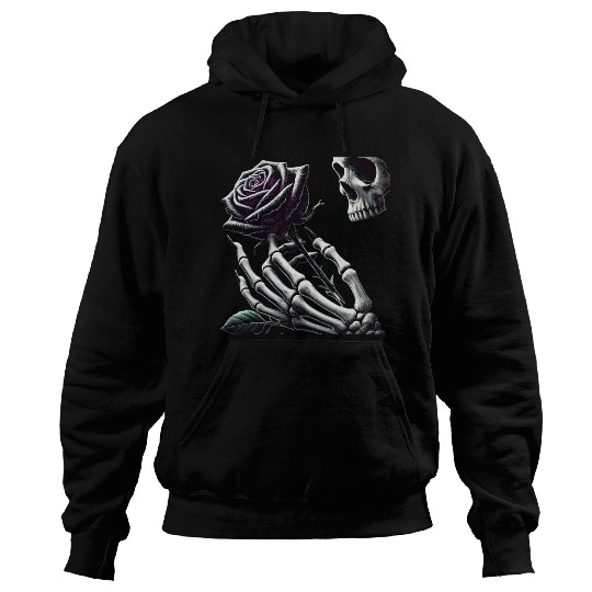 Skeleton Hand Holding a Poisonous Rose Hoodies
