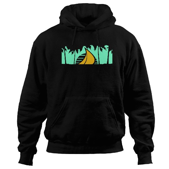 Ship Sun Palm Trees South Sea Evening Cool Sunset Hoodies