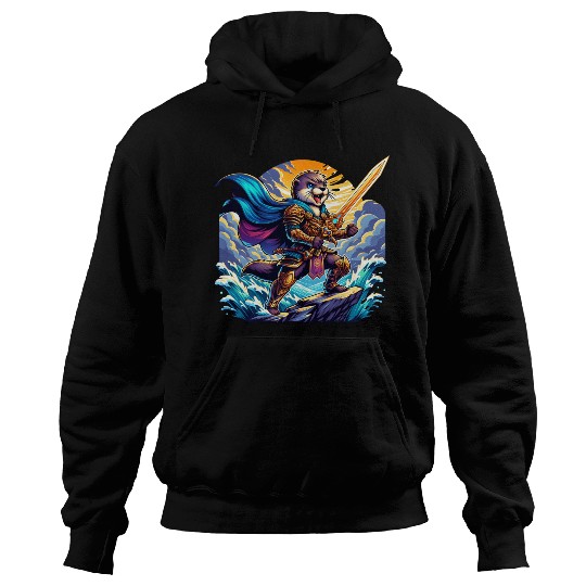 Epic Warrior Otter with Sword in Hand Hoodies