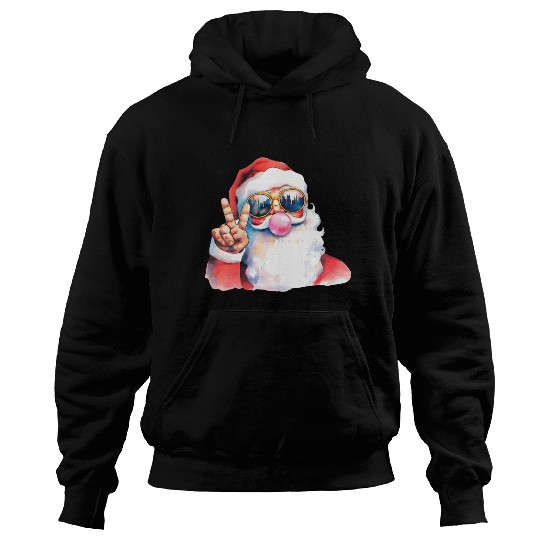 Retro Santa Christmas Blowing Bubble Hoodies