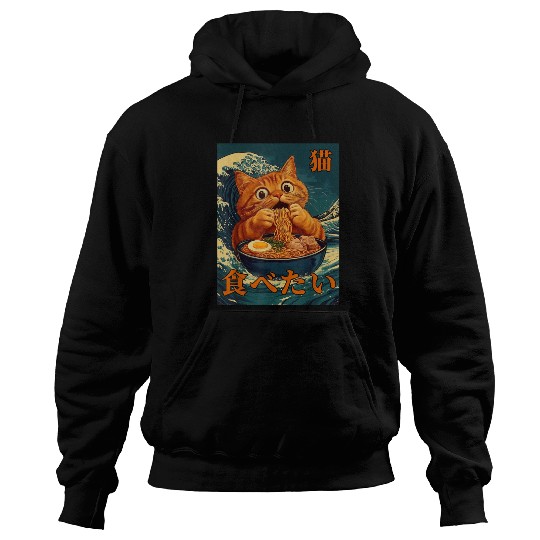 Cat Ramen Japanese Graphic Art Kids Men Women Fun Hoodies