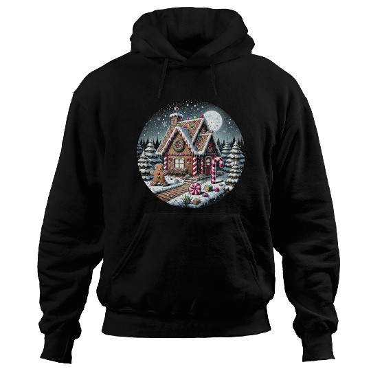 Christmas Gingerbread House with Candy Canes Hoodies