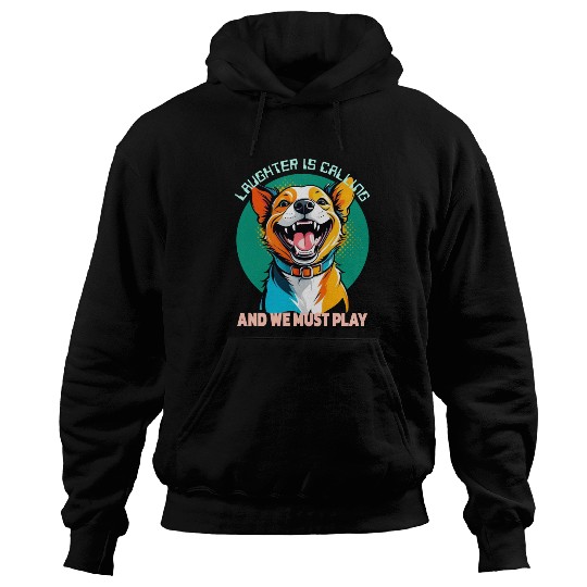 Happy Corgi Cartoon Playful Hoodies