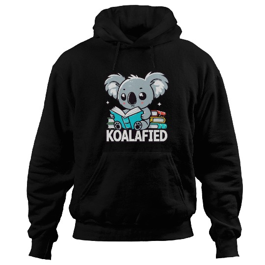 Koalafied Koala Reading Books Pun Hoodies