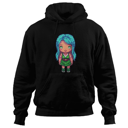 Mystic Emerald Sprite - Pixel Art Design Hoodies