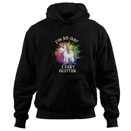 Funny Gay Pride Unicorn Fart Gift for Men Hoodies