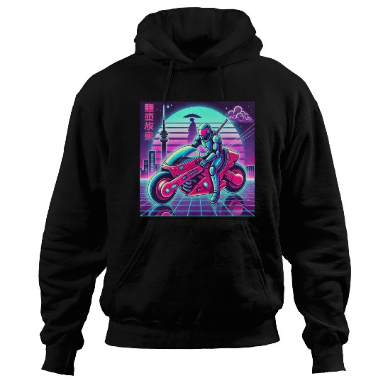 Cyberpunk Neon Rider Hoodies