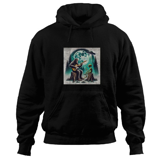 Alien Bigfoot Guitar Sasquatch Present For Kids Hoodies