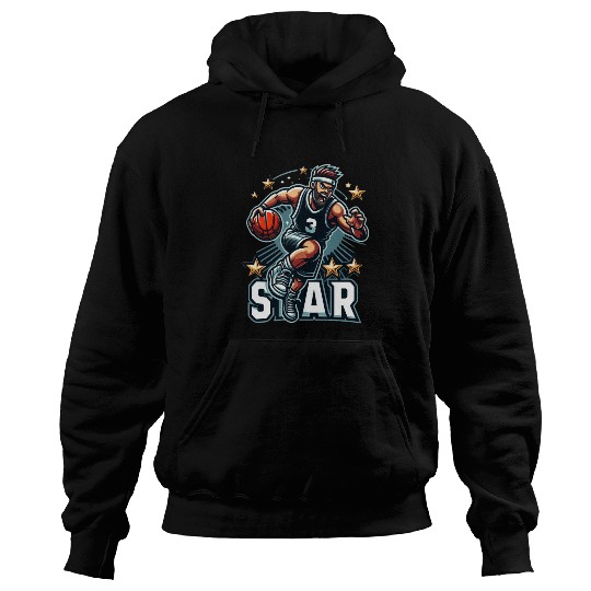 Basketball Star Dribbling Illustration Hoodies